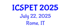 International Conference on Sustainable Pavement Engineering and Technology (ICSPET) July 22, 2025 - Rome, Italy