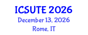 International Conference on Sustainable Urban Transport and Environment (ICSUTE) December 13, 2026 - Rome, Italy International Conference on Sustainable Urban Transport and Environment (ICSUTE) December 13, 2026 - Rome, Italy