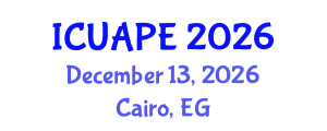 International Conference on Urban Air Pollution and Environment (ICUAPE) December 13, 2026 - Cairo, Egypt International Conference on Urban Air Pollution and Environment (ICUAPE) December 13, 2026 - Cairo, Egypt