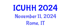 International Conference on Urban Hydrology and Hydraulics (ICUHH) November 11, 2024 - Rome, Italy