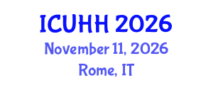 International Conference on Urban Hydrology and Hydraulics (ICUHH) November 11, 2026 - Rome, Italy