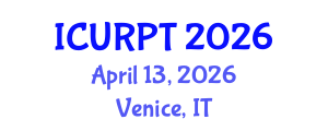 International Conference on Urban, Regional Planning and Transportation (ICURPT) April 13, 2026 - Venice, Italy International Conference on Urban, Regional Planning and Transportation (ICURPT) April 13, 2026 - Venice, Italy
