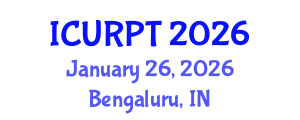 International Conference on Urban, Regional Planning and Transportation (ICURPT) January 26, 2026 - Bengaluru, India International Conference on Urban, Regional Planning and Transportation (ICURPT) January 26, 2026 - Bengaluru, India