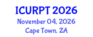 International Conference on Urban, Regional Planning and Transportation (ICURPT) November 04, 2026 - Cape Town, South Africa International Conference on Urban, Regional Planning and Transportation (ICURPT) November 04, 2026 - Cape Town, South Africa