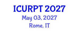 International Conference on Urban, Regional Planning and Transportation (ICURPT) May 03, 2027 - Rome, Italy International Conference on Urban, Regional Planning and Transportation (ICURPT) May 03, 2027 - Rome, Italy