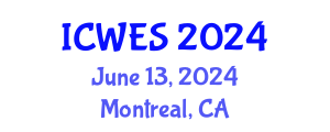 International Conference on Water and Environmental Sciences (ICWES) June 13, 2024 - Montreal, Canada