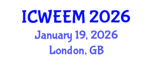 International Conference on Water, Energy and Environmental Management (ICWEEM) January 19, 2026 - London, United Kingdom International Conference on Water, Energy and Environmental Management (ICWEEM) January 19, 2026 - London, United Kingdom