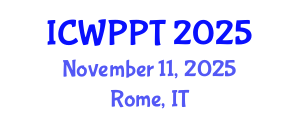 International Conference on Water Pollution and Purification Technologies (ICWPPT) November 11, 2025 - Rome, Italy