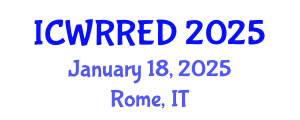 International Conference on Water Resources and Renewable Energy Development (ICWRRED) January 18, 2025 - Rome, Italy