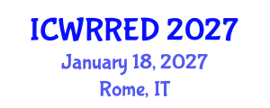 International Conference on Water Resources and Renewable Energy Development (ICWRRED) January 18, 2027 - Rome, Italy International Conference on Water Resources and Renewable Energy Development (ICWRRED) January 18, 2027 - Rome, Italy