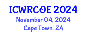 International Conference on Water Resources, Coastal and Ocean Engineering (ICWRCOE) November 04, 2024 - Cape Town, South Africa