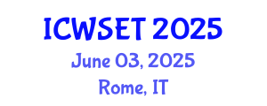 International Conference on Water Sciences, Engineering and Technology (ICWSET) June 03, 2025 - Rome, Italy