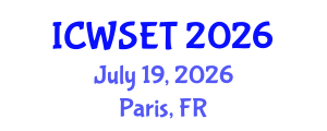 International Conference on Water Sciences, Engineering and Technology (ICWSET) July 19, 2026 - Paris, France