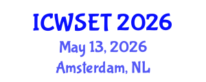 International Conference on Water Sciences, Engineering and Technology (ICWSET) May 13, 2026 - Amsterdam, Netherlands