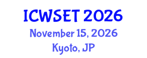 International Conference on Water Sciences, Engineering and Technology (ICWSET) November 15, 2026 - Kyoto, Japan International Conference on Water Sciences, Engineering and Technology (ICWSET) November 15, 2026 - Kyoto, Japan