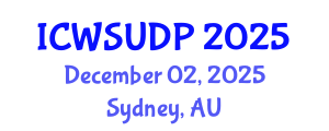 International Conference on Water-Sensitive Urban Design and Policy (ICWSUDP) December 02, 2025 - Sydney, Australia
