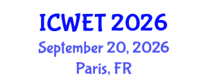 International Conference on Welding Engineering and Technology (ICWET) September 20, 2026 - Paris, France