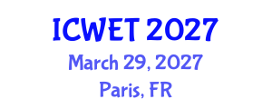 International Conference on Welding Engineering and Technology (ICWET) March 29, 2027 - Paris, France International Conference on Welding Engineering and Technology (ICWET) March 29, 2027 - Paris, France