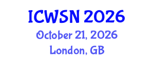 International Conference on Wireless Sensor Networks (ICWSN) October 21, 2026 - London, United Kingdom