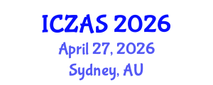 International Conference on Zoology and Animal Science (ICZAS) April 27, 2026 - Sydney, Australia International Conference on Zoology and Animal Science (ICZAS) April 27, 2026 - Sydney, Australia