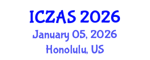 International Conference on Zoology and Animal Science (ICZAS) January 05, 2026 - Honolulu, United States