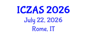 International Conference on Zoology and Animal Science (ICZAS) July 22, 2026 - Rome, Italy International Conference on Zoology and Animal Science (ICZAS) July 22, 2026 - Rome, Italy