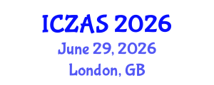 International Conference on Zoology and Animal Science (ICZAS) June 29, 2026 - London, United Kingdom International Conference on Zoology and Animal Science (ICZAS) June 29, 2026 - London, United Kingdom