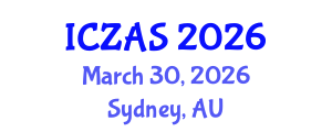 International Conference on Zoology and Animal Science (ICZAS) March 30, 2026 - Sydney, Australia International Conference on Zoology and Animal Science (ICZAS) March 30, 2026 - Sydney, Australia