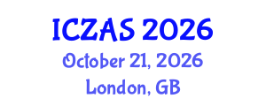 International Conference on Zoology and Animal Science (ICZAS) October 21, 2026 - London, United Kingdom International Conference on Zoology and Animal Science (ICZAS) October 21, 2026 - London, United Kingdom
