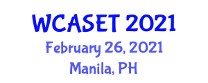World Conference on Applied Science, Engineering and Technology (WCASET) February 26, 2021 - Manila, Philippines