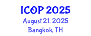 International Conference on Optics and Photonics (ICOP) August 21, 2025 - Bangkok, Thailand