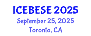 International Conference on Environmental, Biological, Ecological Sciences and Engineering (ICEBESE) September 25, 2025 - Toronto, Canada