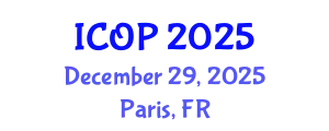 International Conference on Optics and Photonics (ICOP) December 29, 2025 - Paris, France