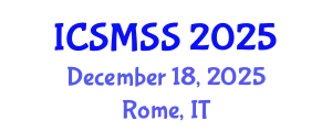 International Conference on Sport Medicine and Sport Science (ICSMSS) December 18, 2025 - Rome, Italy