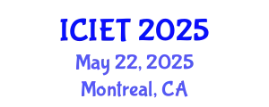 International Conference on Innovations in Engineering and Technology (ICIET) May 22, 2025 - Montreal, Canada