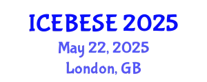 International Conference on Environmental, Biological, Ecological Sciences and Engineering (ICEBESE) May 22, 2025 - London, United Kingdom