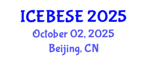 International Conference on Environmental, Biological, Ecological Sciences and Engineering (ICEBESE) October 02, 2025 - Beijing, China