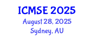 International Conference on Mechanical and Systems Engineering (ICMSE) August 28, 2025 - Sydney, Australia