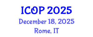 International Conference on Optics and Photonics (ICOP) December 18, 2025 - Rome, Italy