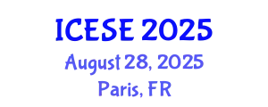 International Conference on Environmental Science and Engineering (ICESE) August 28, 2025 - Paris, France