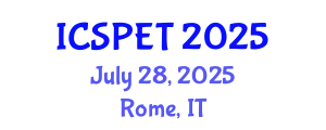International Conference on Sustainable Pavement Engineering and Technology (ICSPET) July 28, 2025 - Rome, Italy