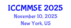 International Conference on Chemical Metallurgy, Metal Solutions and Electrochemistry (ICCMMSE) November 10, 2025 - New York, United States