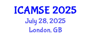 International Conference on Aerospace and Mechanical Systems Engineering (ICAMSE) July 28, 2025 - London, United Kingdom