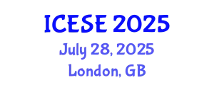 International Conference on Environmental Science and Engineering (ICESE) July 28, 2025 - London, United Kingdom