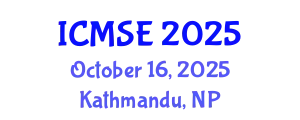 International Conference on Mechanical and Systems Engineering (ICMSE) October 16, 2025 - Kathmandu, Nepal