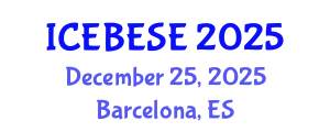 International Conference on Environmental, Biological, Ecological Sciences and Engineering (ICEBESE) December 25, 2025 - Barcelona, Spain