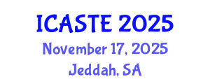 International Conference on Agricultural Science, Technology and Engineering (ICASTE) November 17, 2025 - Jeddah, Saudi Arabia