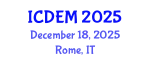 International Conference on Disaster and Emergency Management (ICDEM) December 18, 2025 - Rome, Italy