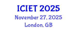 International Conference on Imaging Engineering and Technology (ICIET) November 27, 2025 - London, United Kingdom