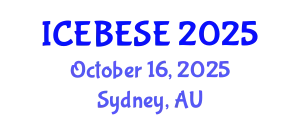 International Conference on Environmental, Biological, Ecological Sciences and Engineering (ICEBESE) October 16, 2025 - Sydney, Australia